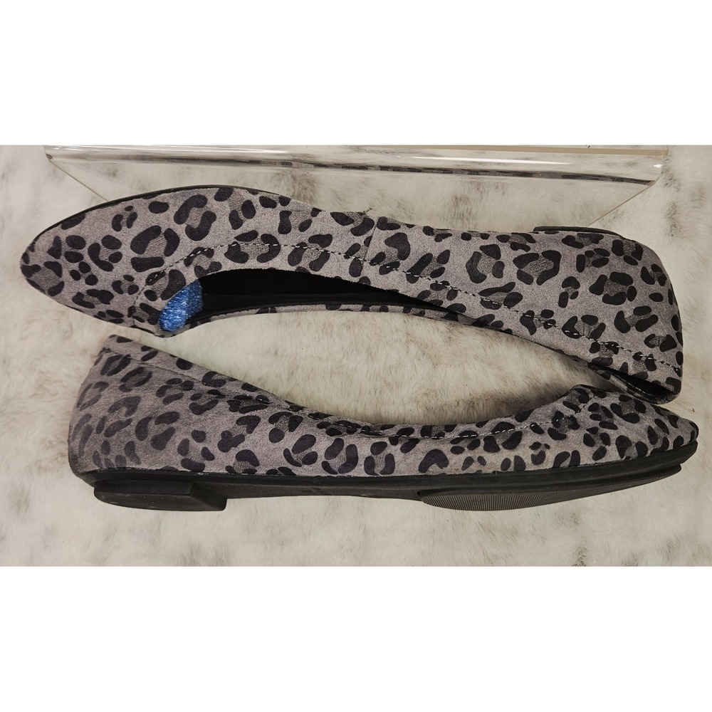Ann Taylor Women's Gray Cheetah Leather Ballet Flats 7M Slip-on Career Mob Wife - Picture 3 of 10